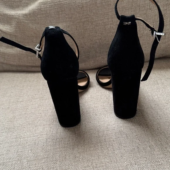 Sam Edelman Black Suede Block Heel Sandals - Picture 3 of 5